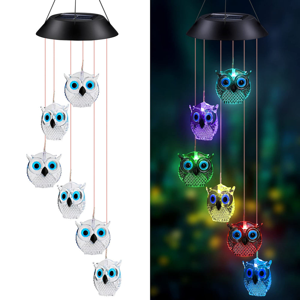 Wjiang Solar Wind Chimes with multicolor LED lights in a garden
