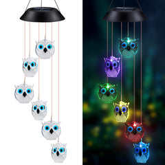 Wjiang Solar Wind Chimes with multicolor LED lights in a garden