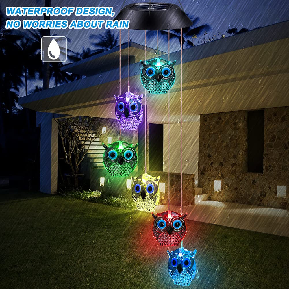 Wjiang Solar Wind Chimes with solar panel visible for charging