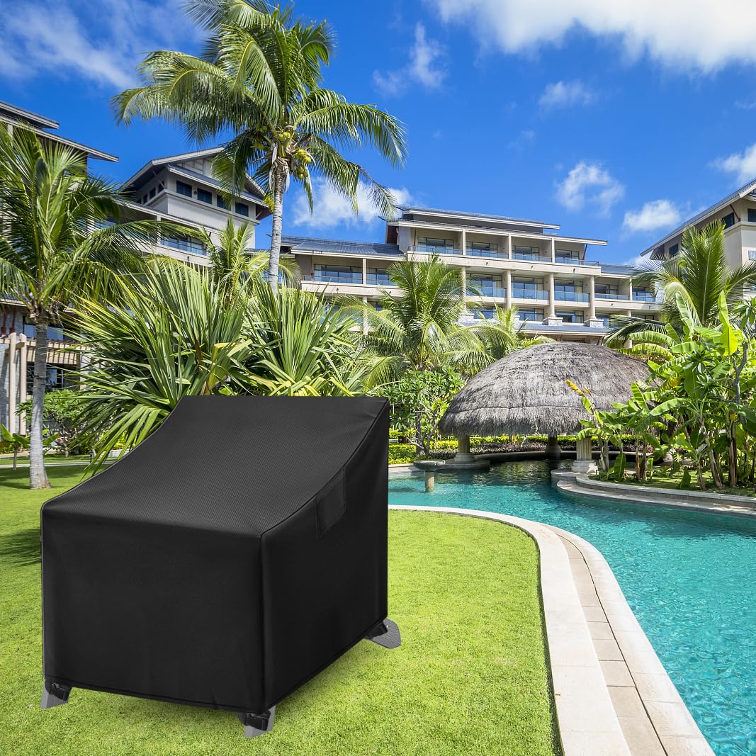 WLEAFJ Adirondack chair cover black secured on chair