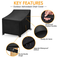WLEAFJ Adirondack chair cover black showing waterproof feature