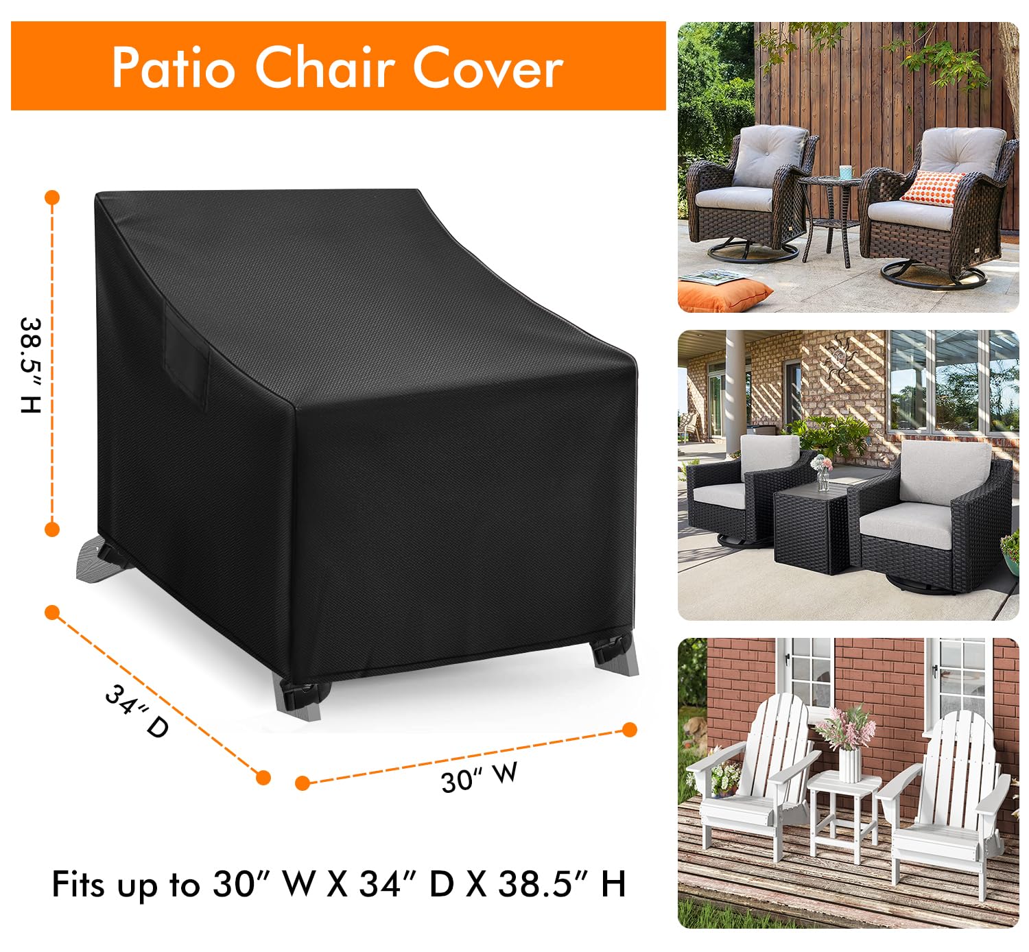 WLEAFJ Adirondack chair cover black with padded handle