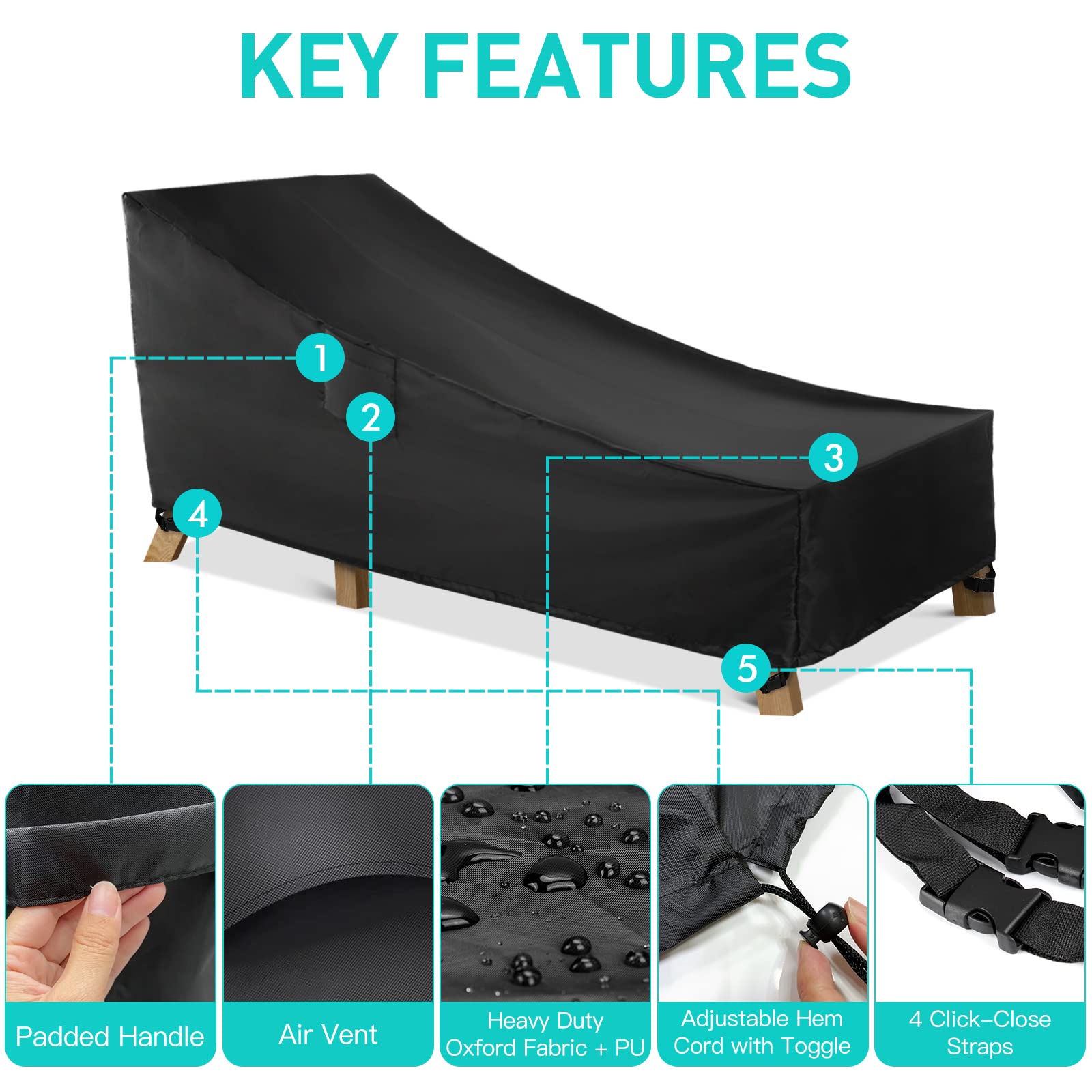 WLEAFJ Chaise Lounge Cover with air vent for ventilation