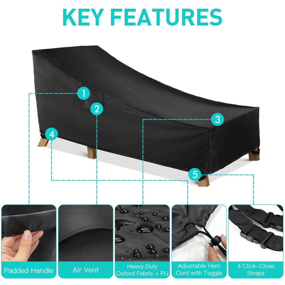 WLEAFJ Chaise Lounge Cover with air vent for ventilation