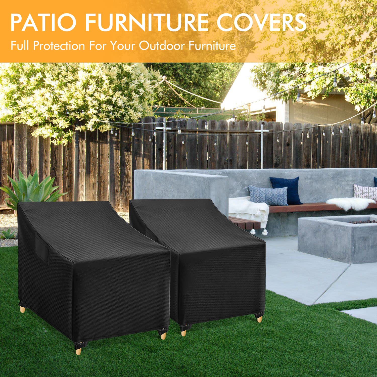 WLEAFJ Outdoor Chair Covers displayed on patio chairs