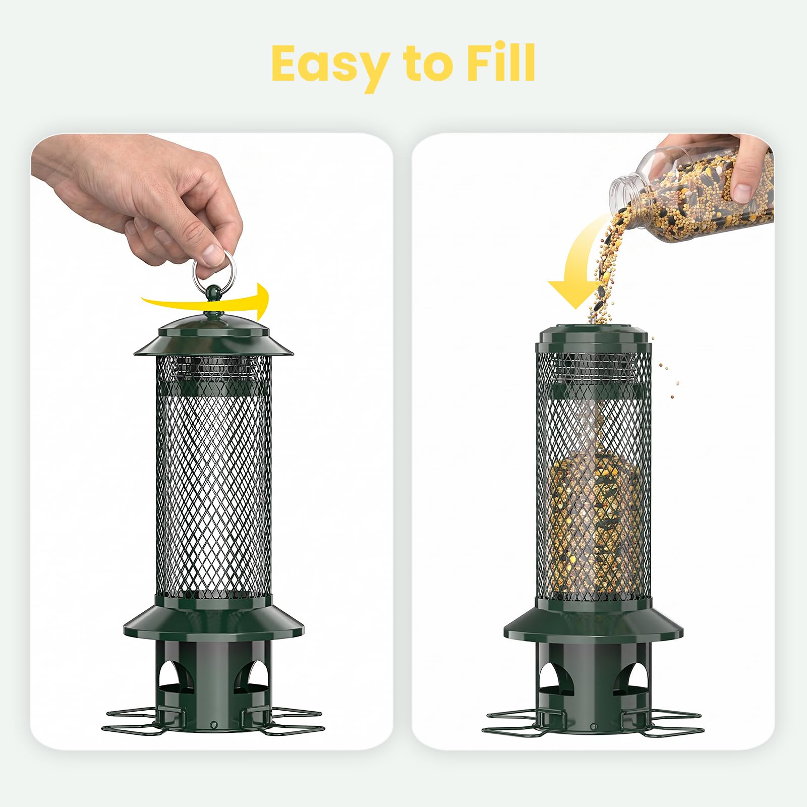 WLNYUGS Bird Feeder displaying clear seed level indicator