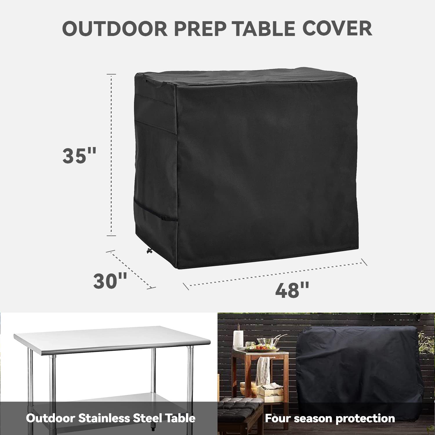 Wnanan Outdoor Prep Table Cover displayed on a stainless steel table