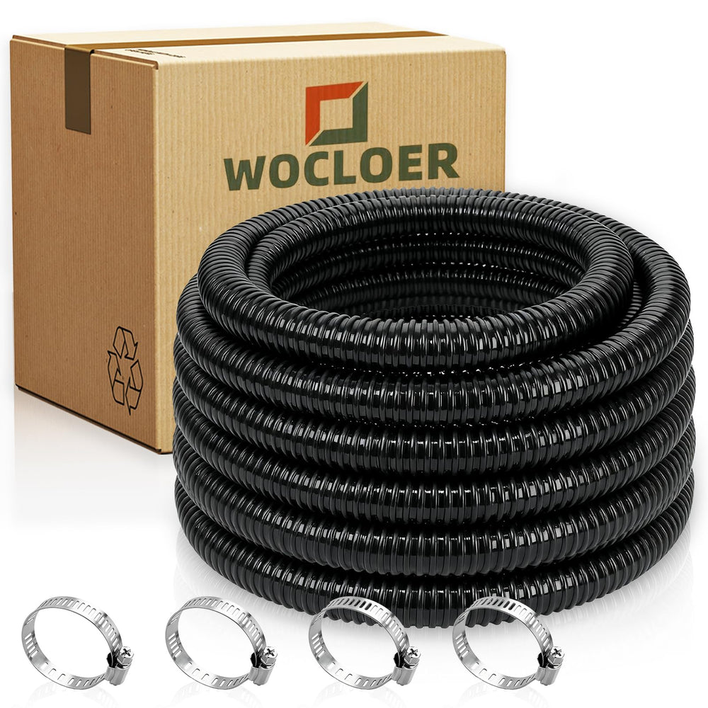 Wocloer Pond Hose 3/4 inch x 10 feet black flexible tubing