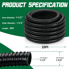 Wocloer Pond Tubing 1-1/2 inch diameter with clamps