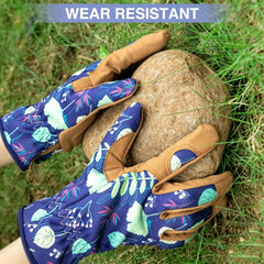 WOHEER Leather Gardening Gloves for Women, side view