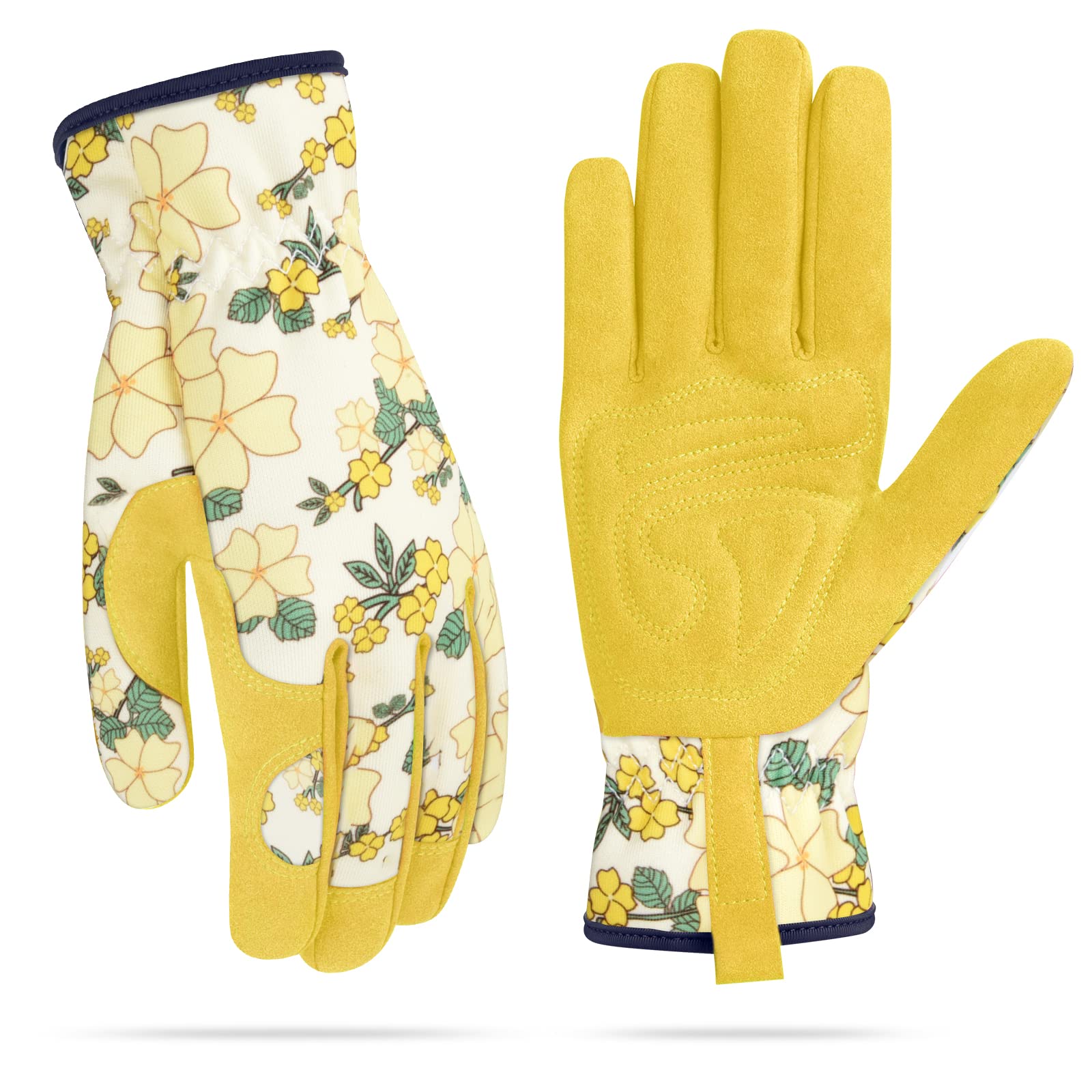 WOHEER Women's Gardening Gloves front view in yellow