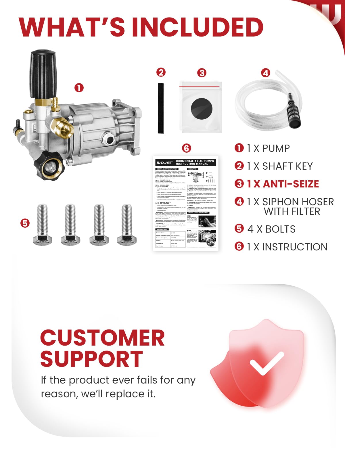 WOJET pressure washer pump box with accessories