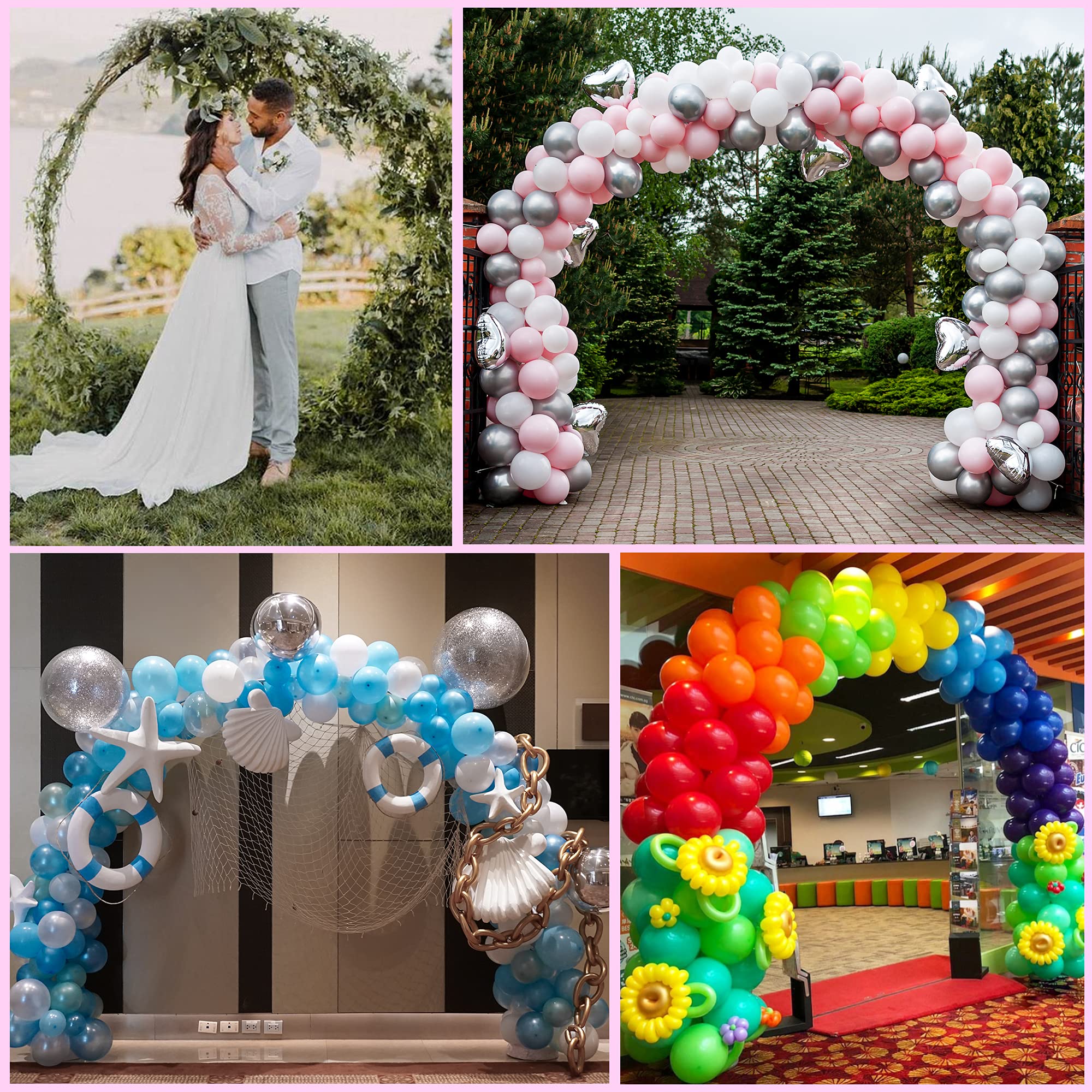 Wokceer 9.2 FT Gold Balloon Arch Stand with floral decorations