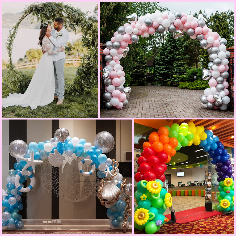 Wokceer 9.2 FT Gold Balloon Arch Stand with floral decorations