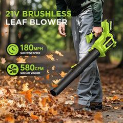 WOKEGI Cordless Leaf Blower side view with fast charger