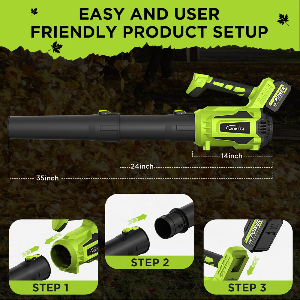 WOKEGI Leaf Blower compact storage in garage