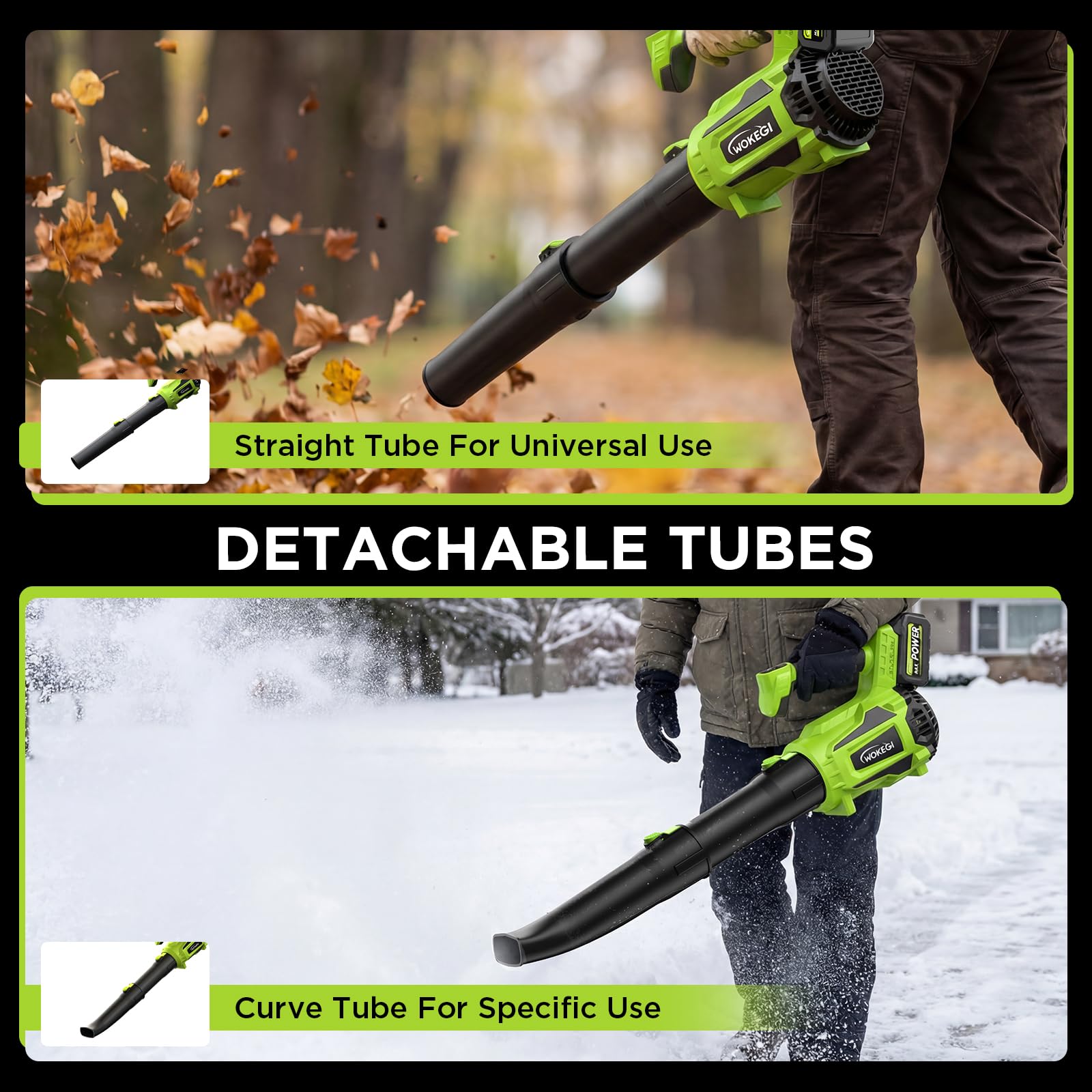 WOKEGI Leaf Blower showing brushless motor and control panel