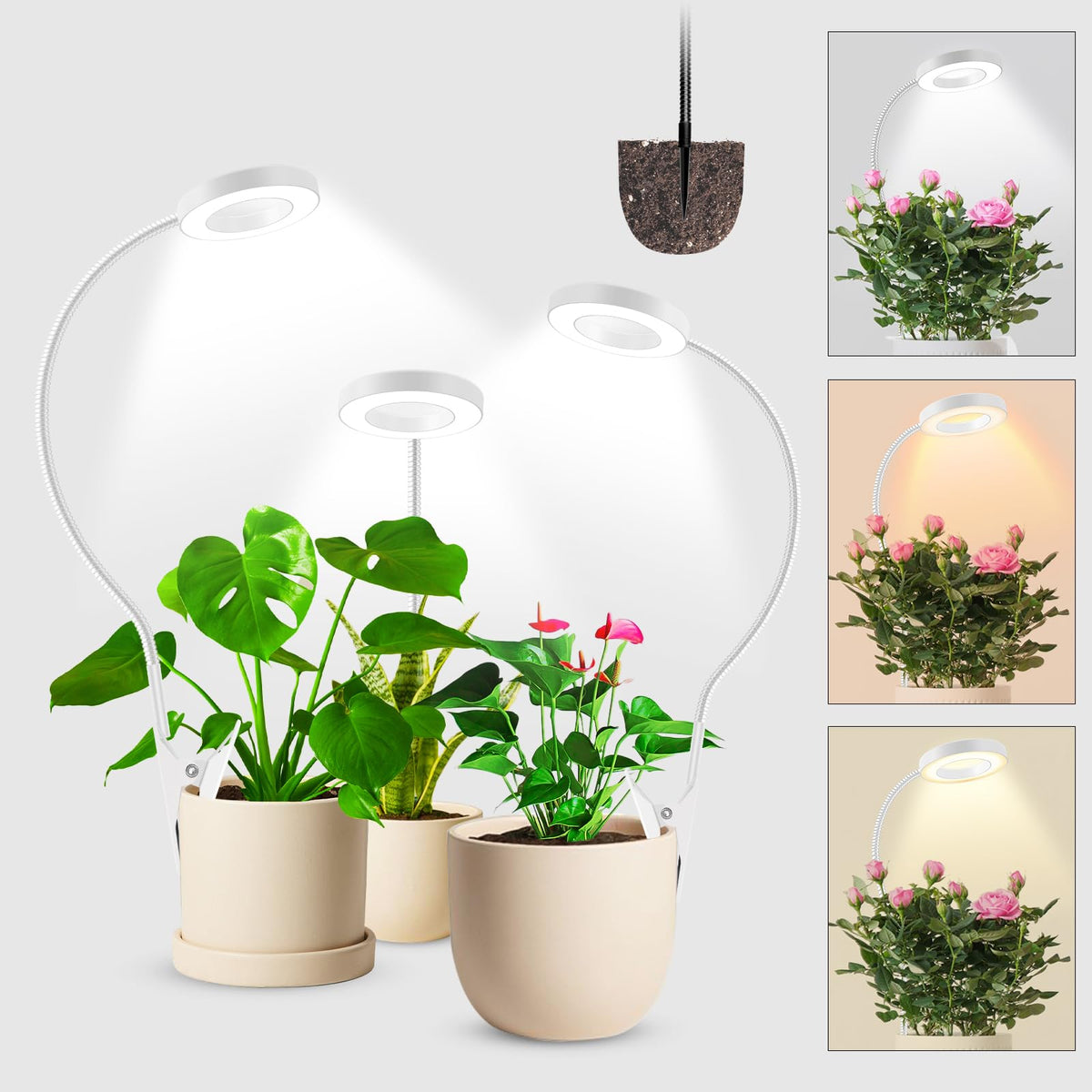 wolezek 2 in 1 Grow Lights for Indoor Plants, front view