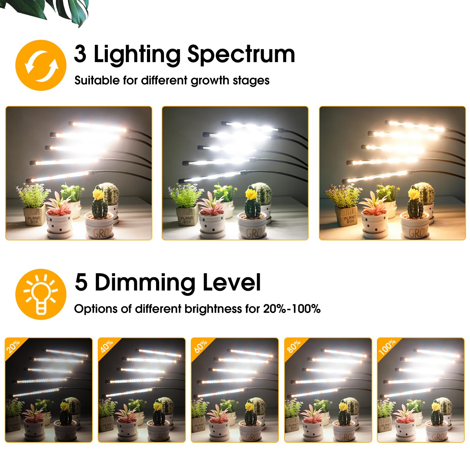 wolezek full spectrum grow light in use with potted plants