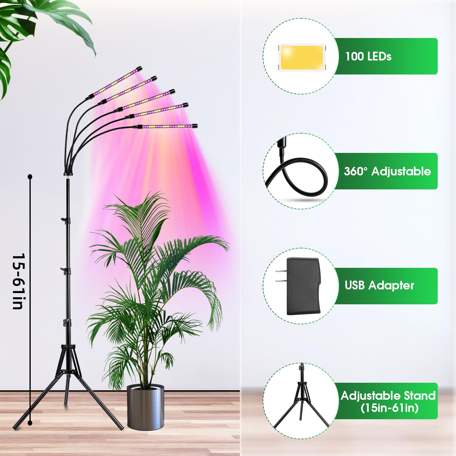 Wolezek grow light illuminating potted plants