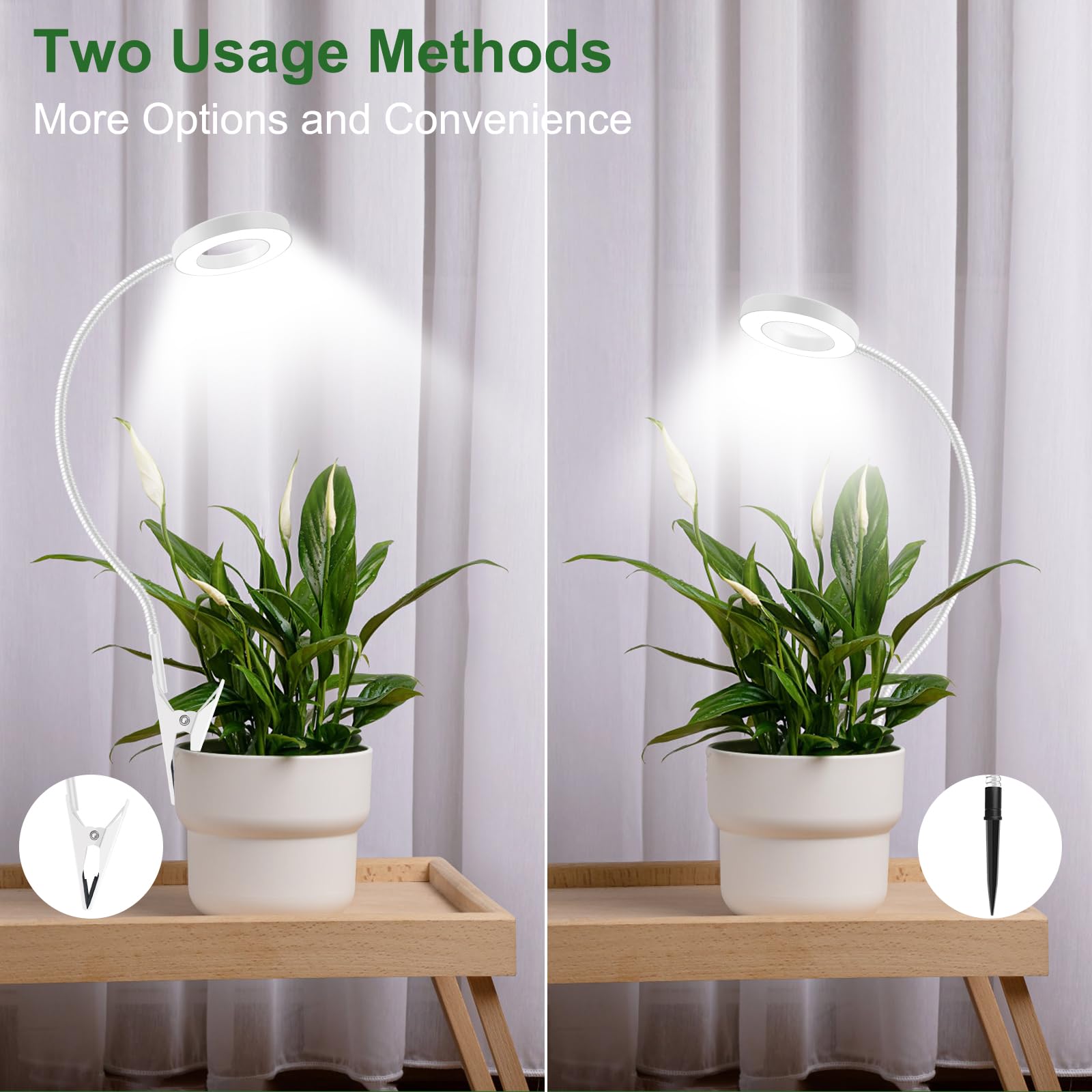 wolezek plant lights clamped on a pot in a home setting