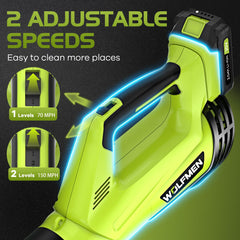 WOLFMEN Cordless Leaf Blower battery and charger included
