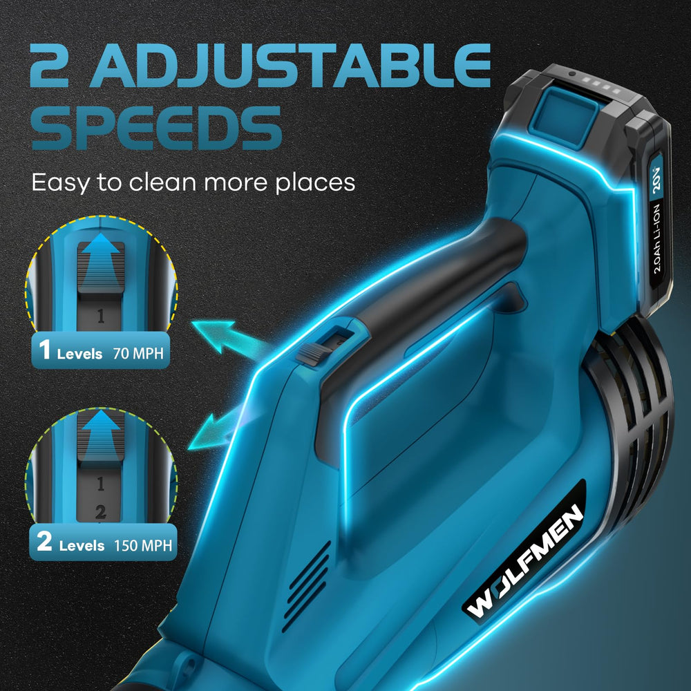 WOLFMEN leaf blower side view with nozzle