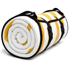 Wolfwise Picnic Blanket 80x80 inches yellow wavy stripes front view