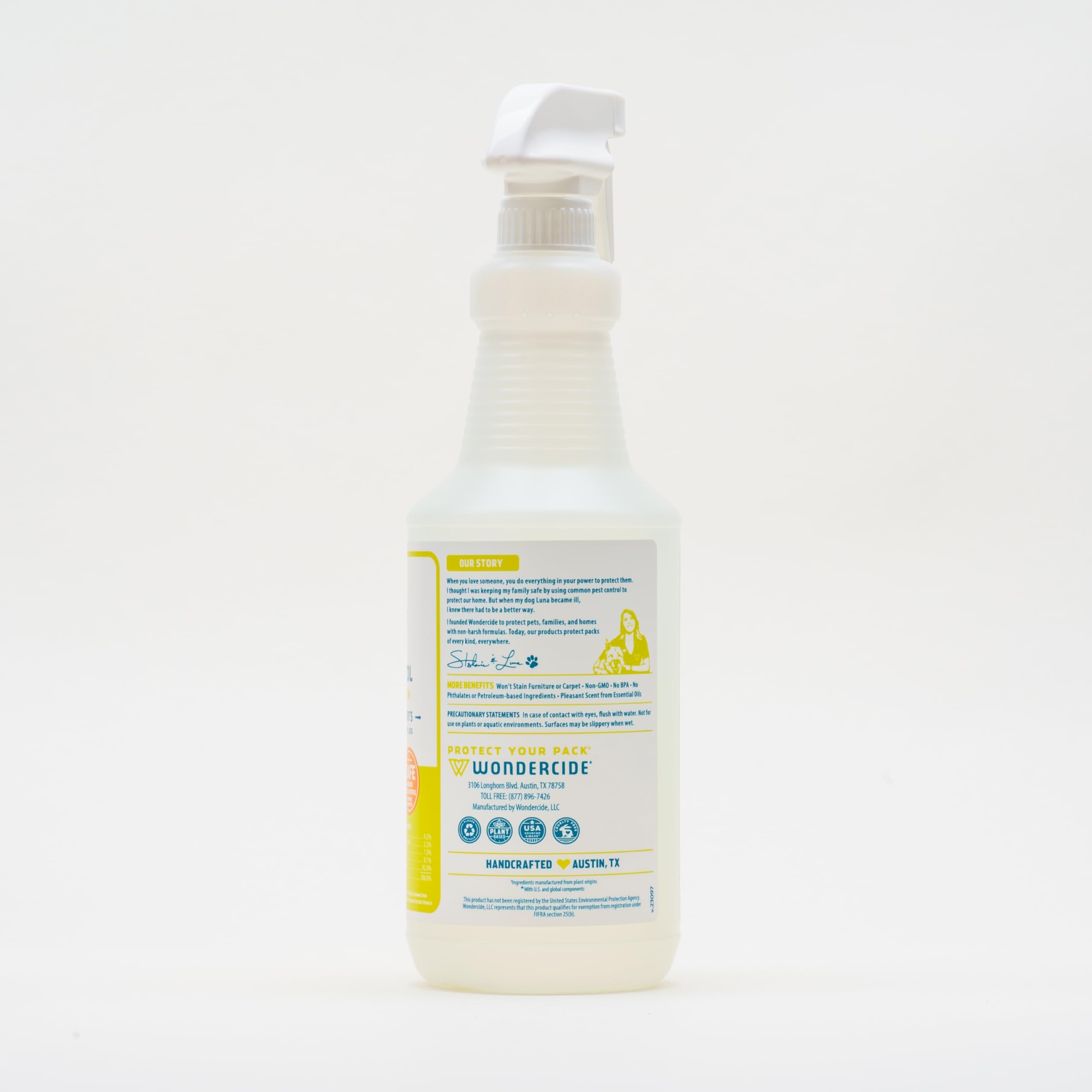 Wondercide Indoor Pest Control Spray 16 oz Lemongrass side view