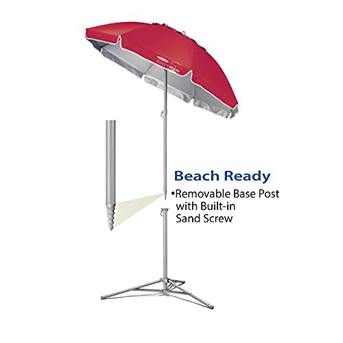 Wondershade umbrella tilted for optimal shade coverage