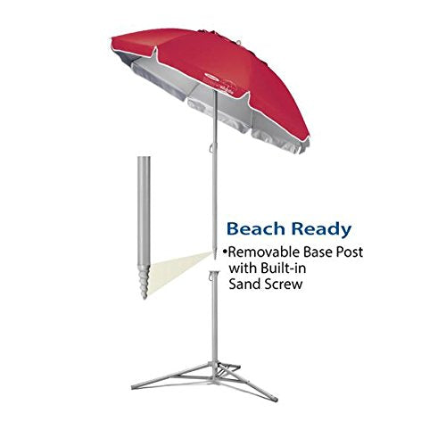 Wondershade umbrella with cup holders and S-hooks in use