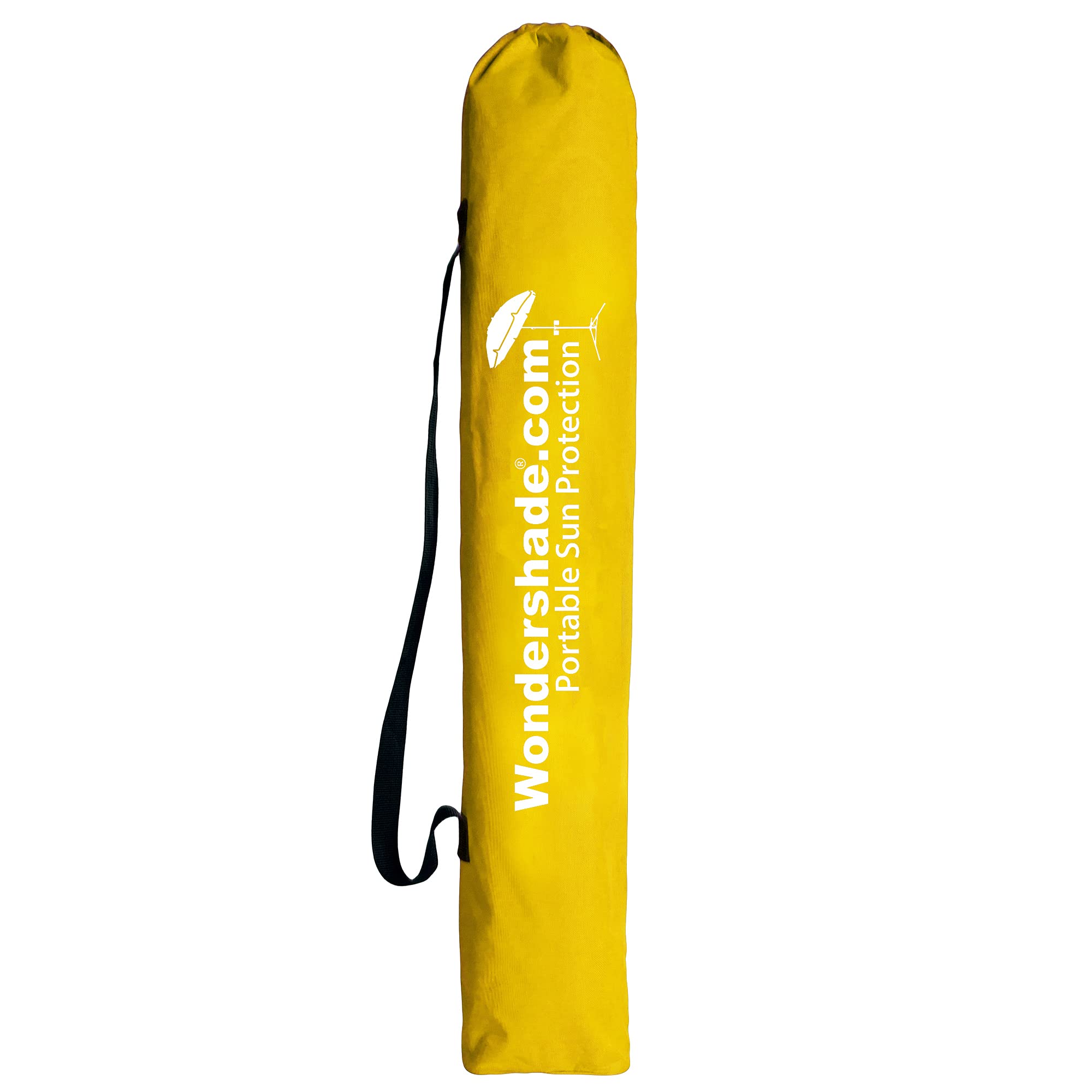 Wondershade umbrella with tripod base set up on a beach