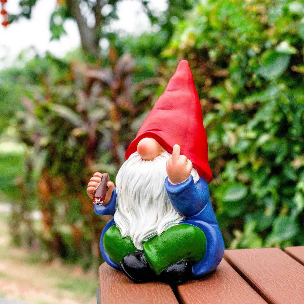 WONDHOME Gnome Statue in a humorous outdoor setting