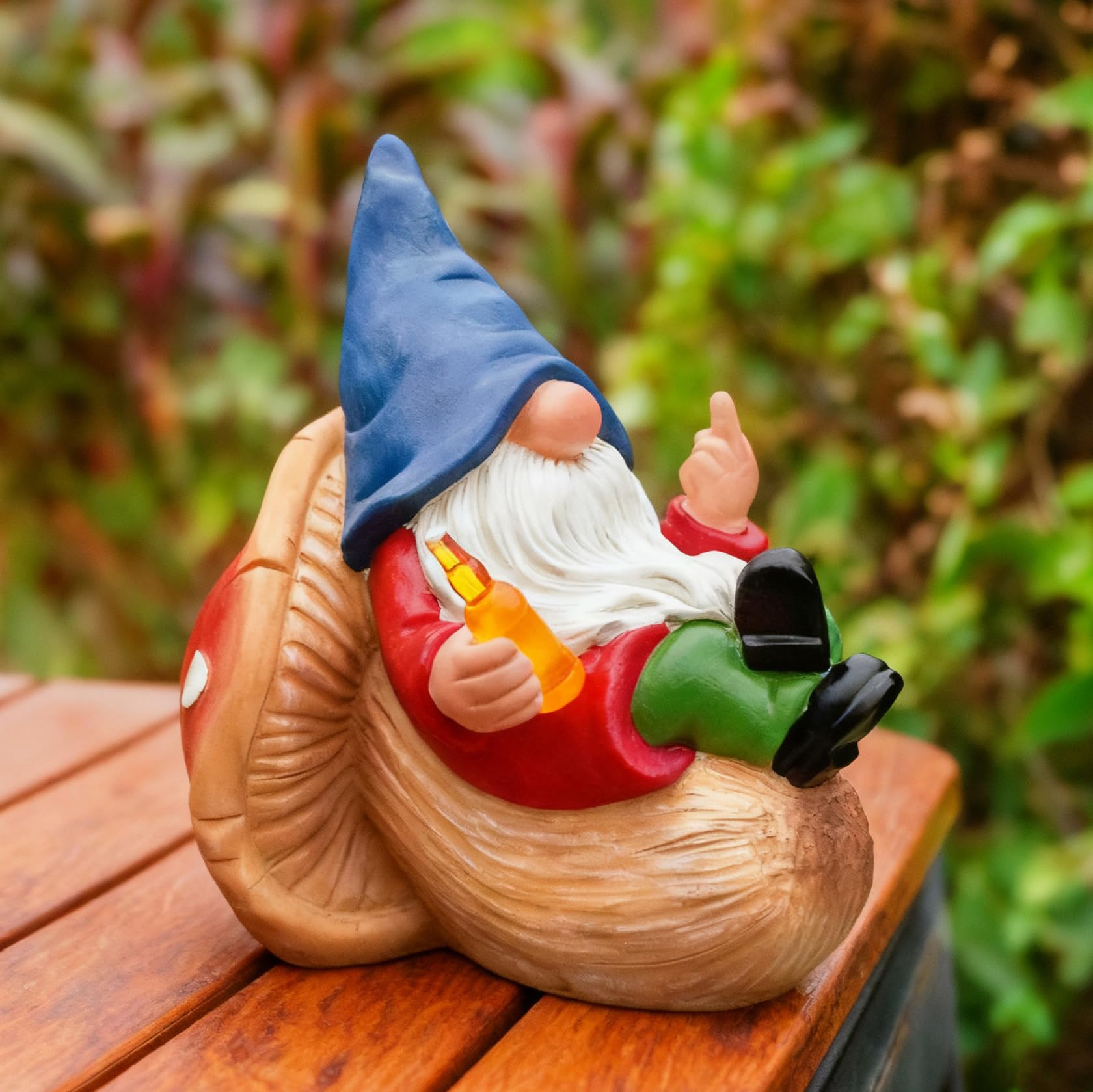WONDHOME gnome statue placed on outdoor patio