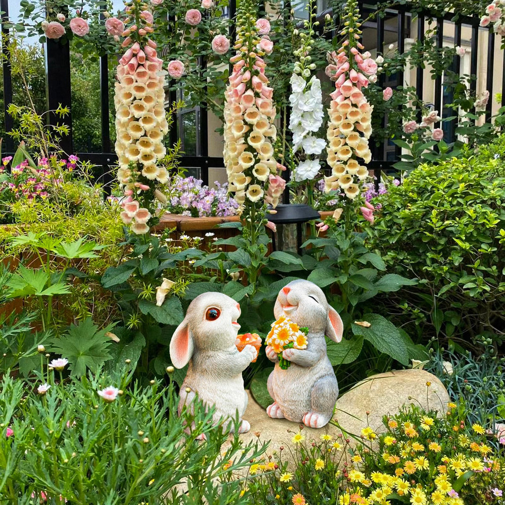 WONDHOME Solar Rabbit Statue outdoor decor on patio