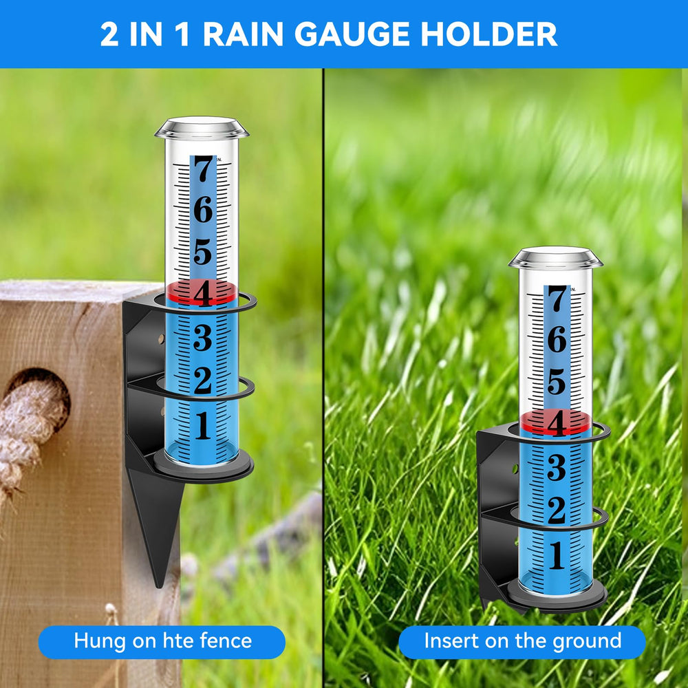 WondMall rain gauge mounted on a wooden fence