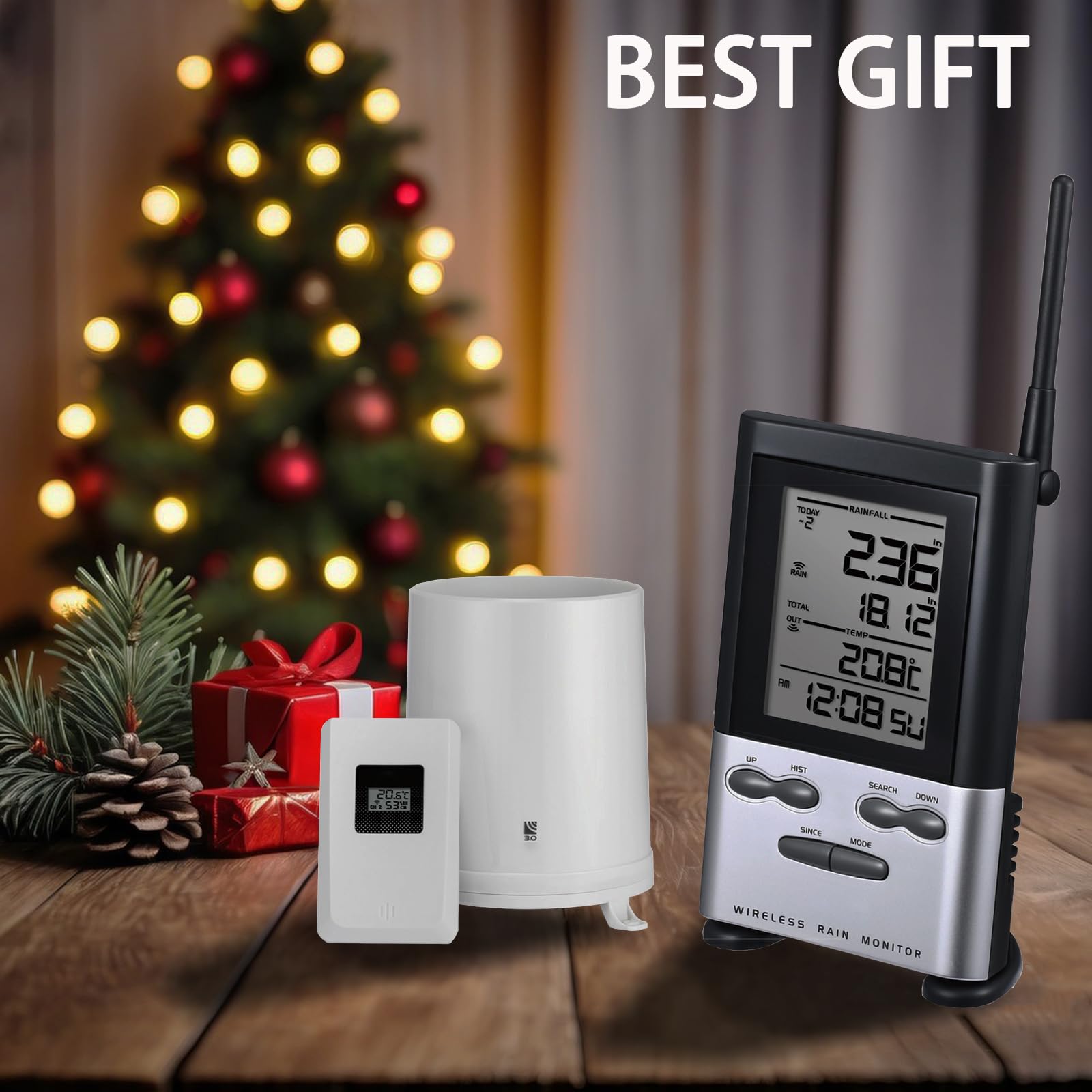 WondMall Wireless Rain Gauge outdoor setup in garden