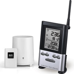 WondMall Wireless Rain Gauge Outdoor with Thermometer, front view