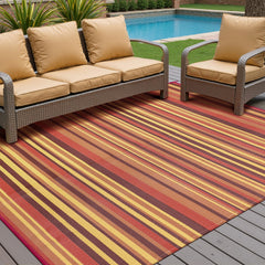 WondRg Reversible Outdoor Rug Red/Orange stripe