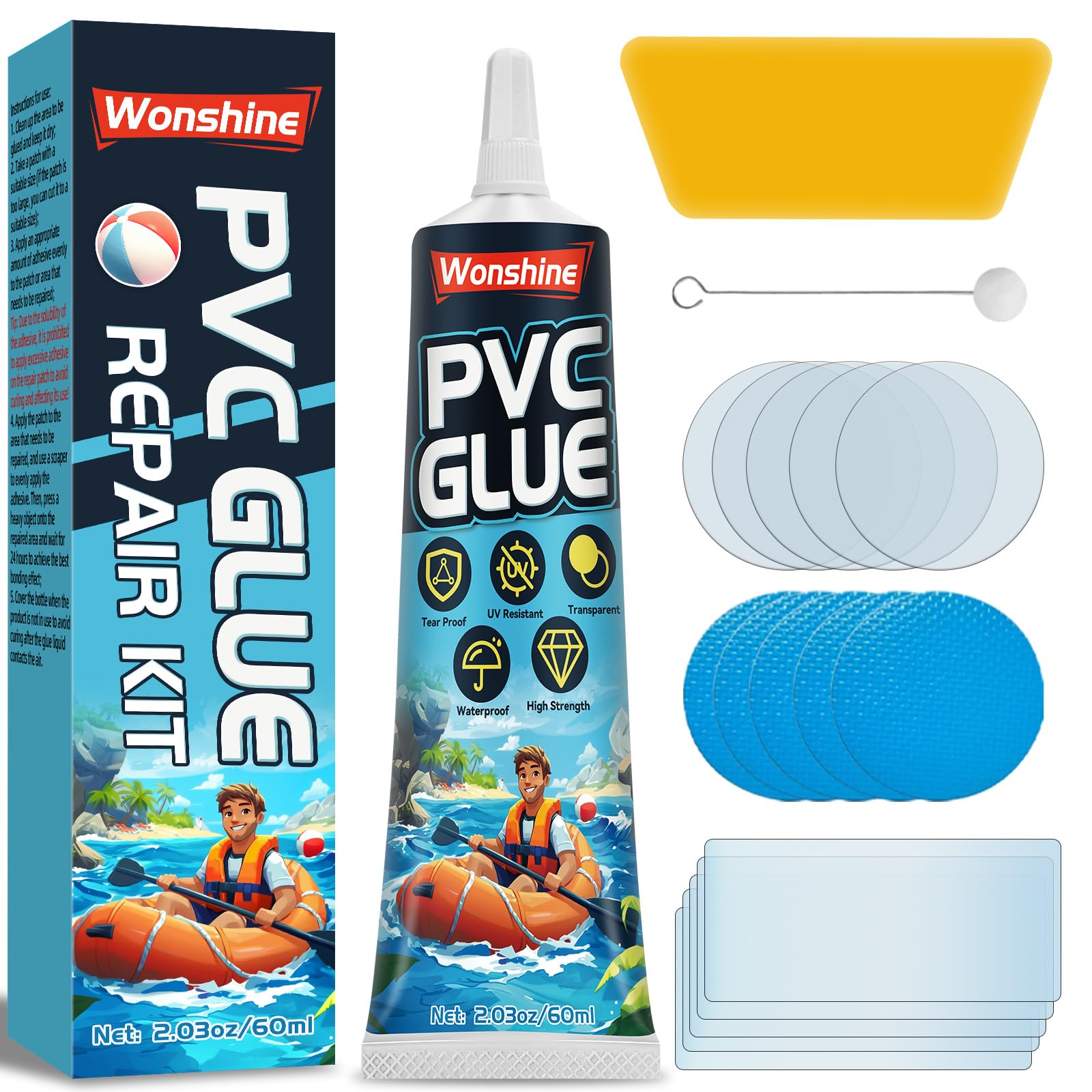 Wonshine Air Mattress Patch Kit 60ml with clear patches