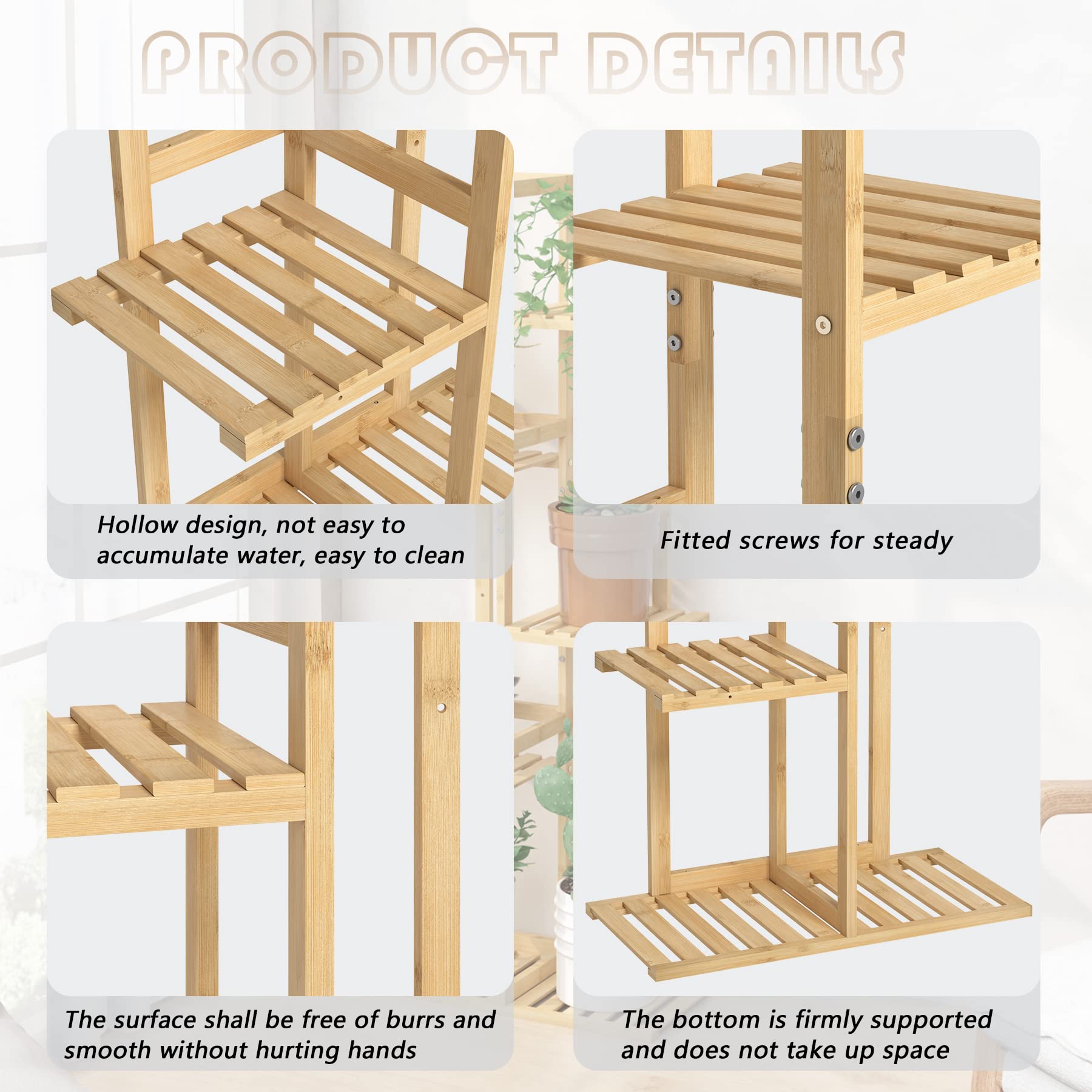 Wood colour of Laiensia Bamboo Plant Stand in natural light