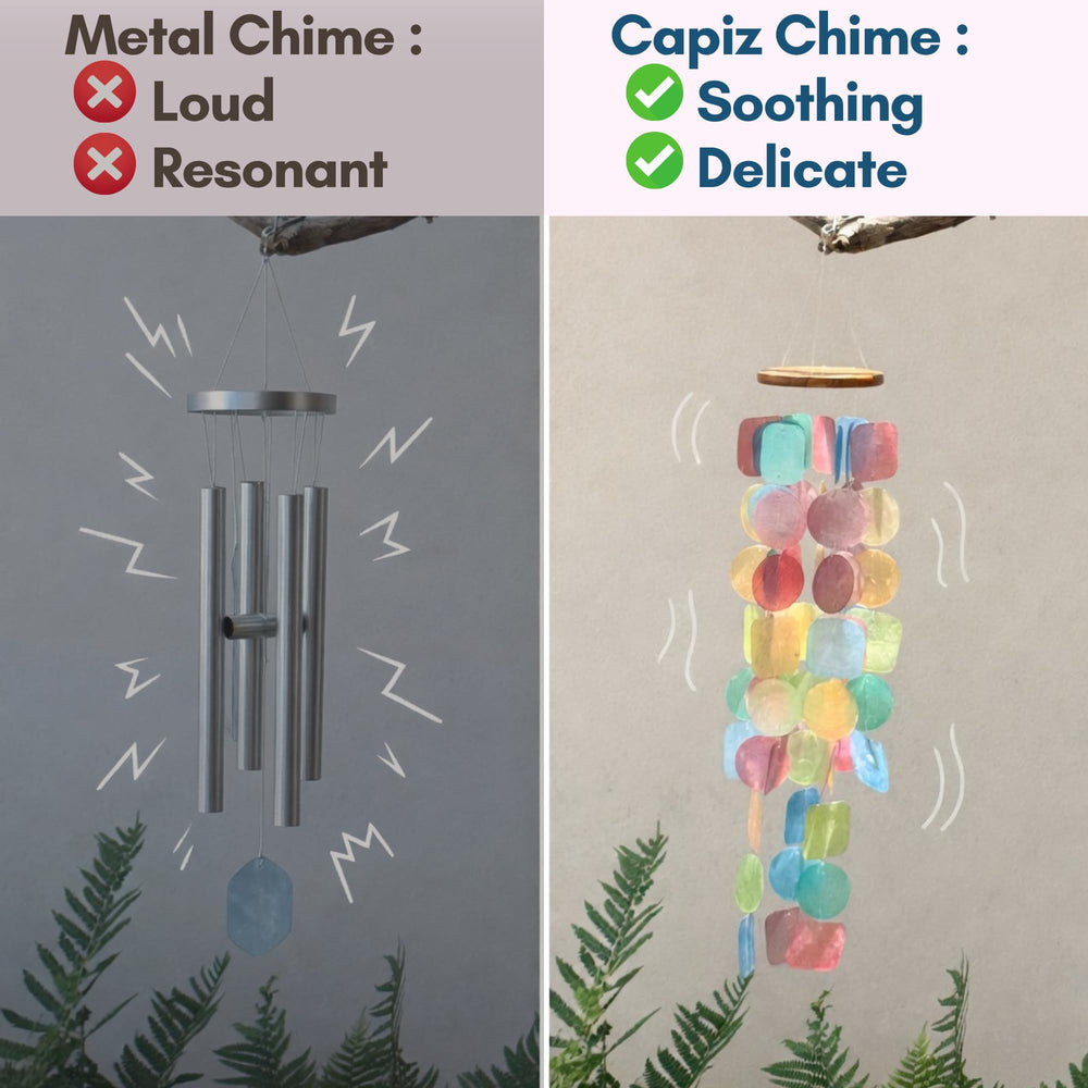 Wood top of Solange & Frances Wind Chimes with detailed texture