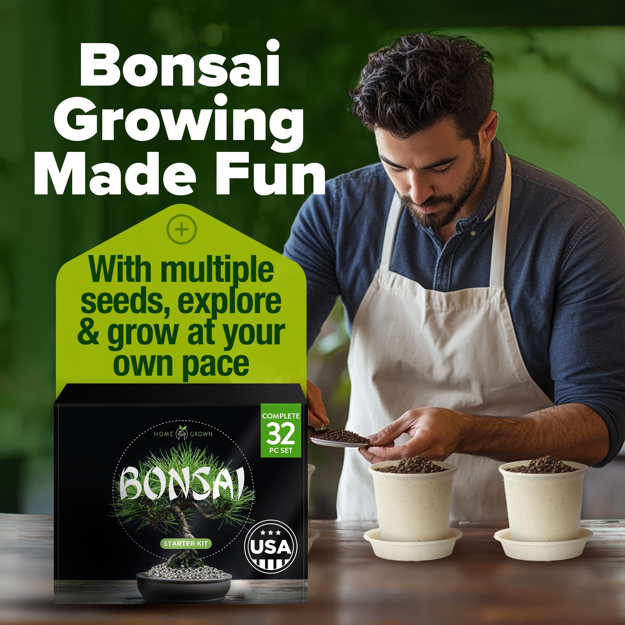 Wooden markers for bonsai trees in the gardening kit