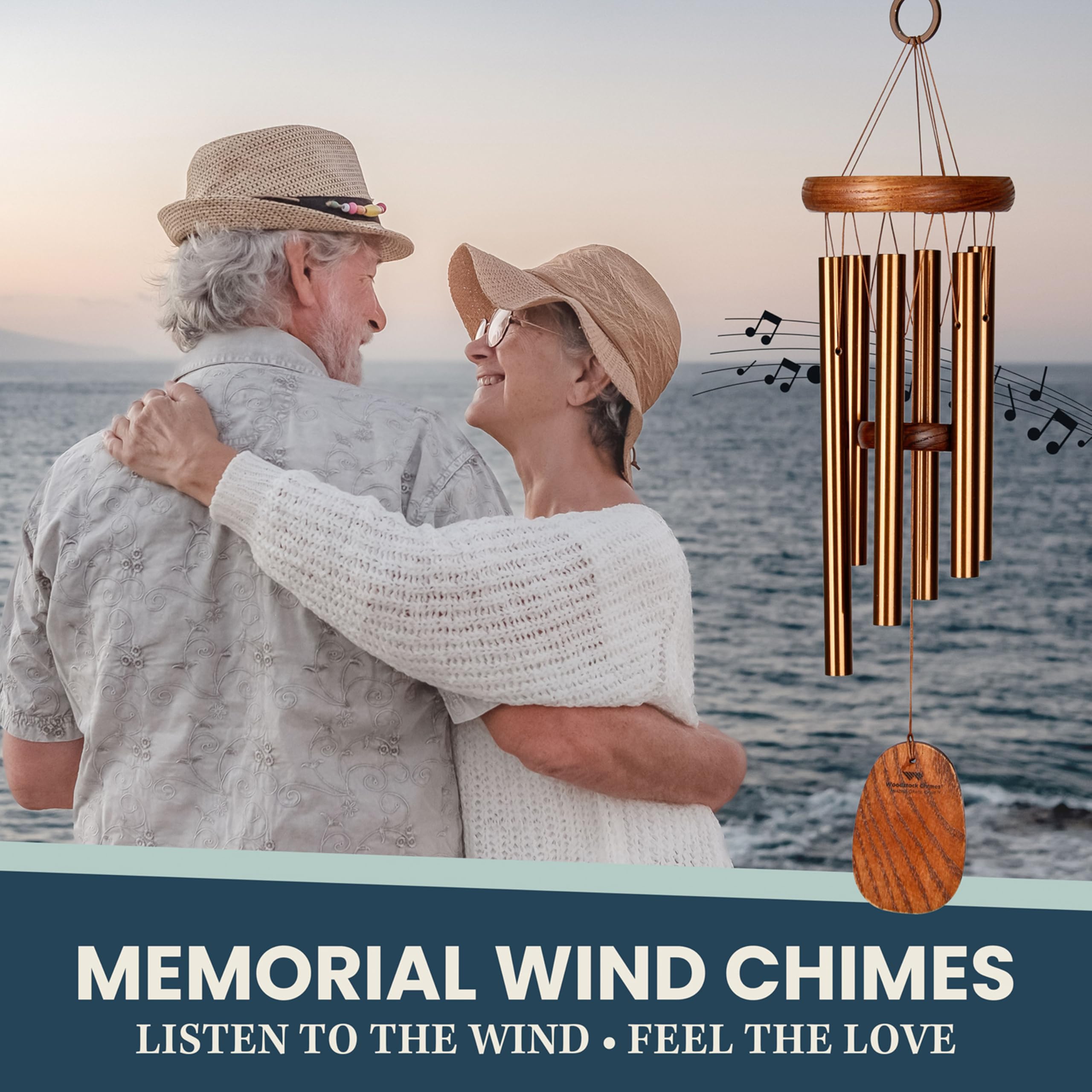 Woodstock Amazing Grace Wind Chime hanging in a garden