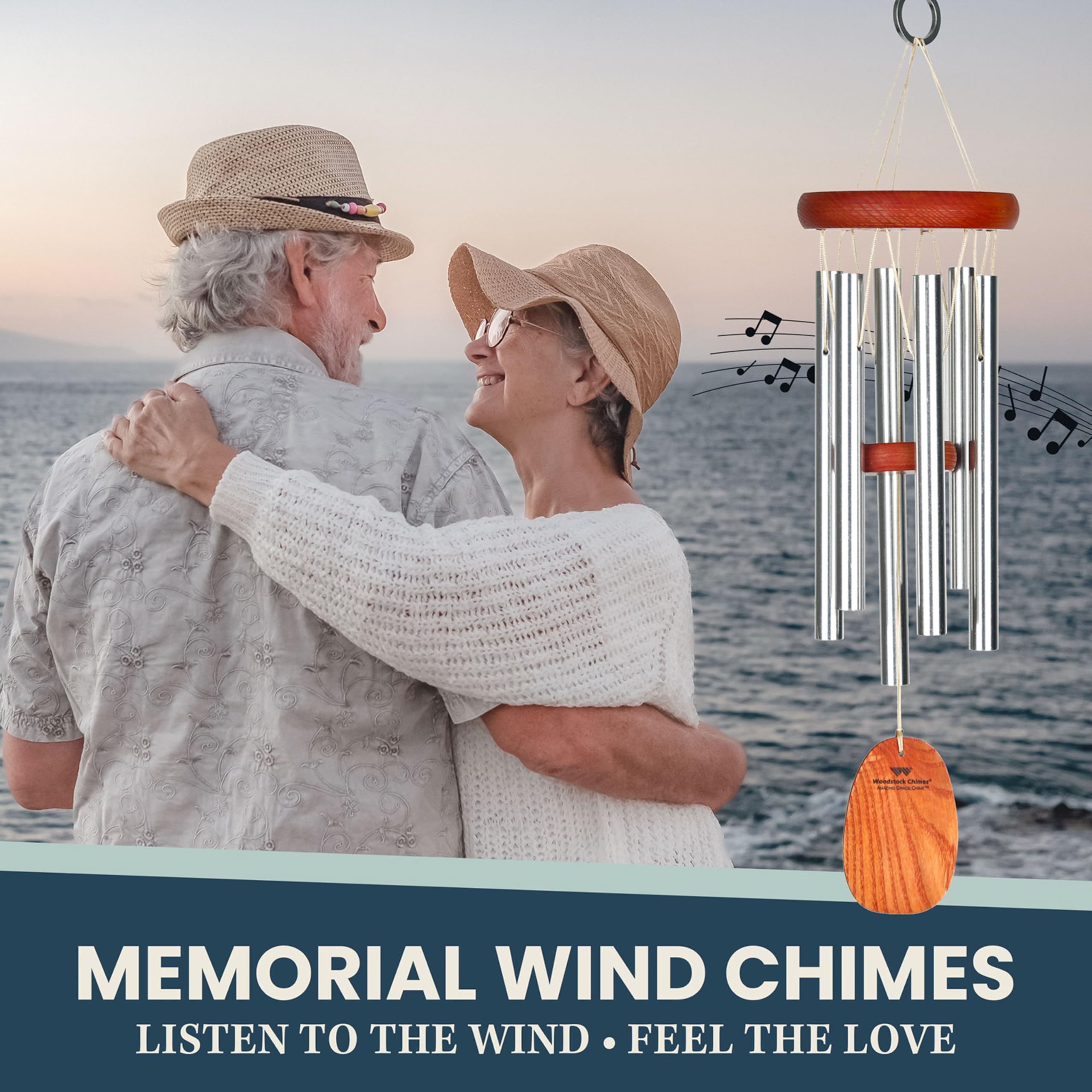 Woodstock Chimes Amazing Grace Wind Chime hanging outdoors in garden