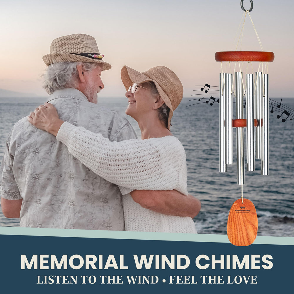 Woodstock Chimes Amazing Grace Wind Chime hanging outdoors in garden