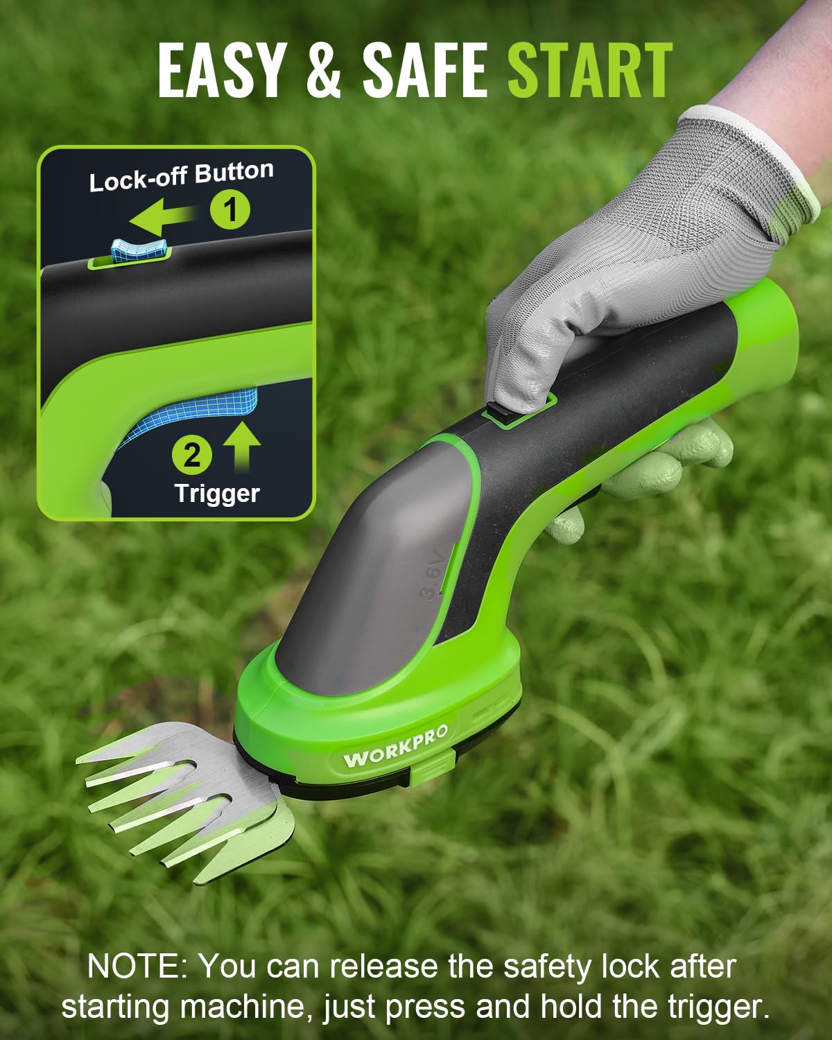 WORKPRO 2-in-1 trimmer showing Type-C charging port