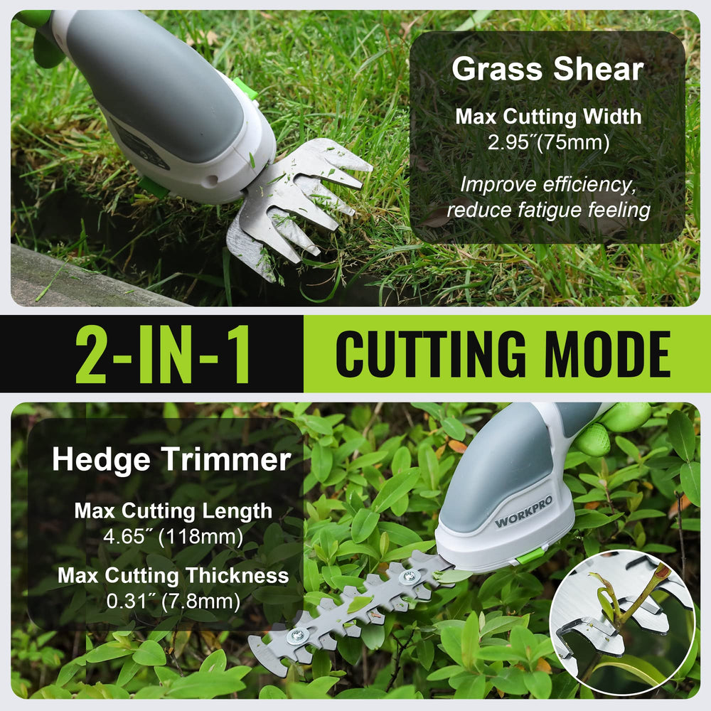 WORKPRO 3.6V Cordless Grass Shear side view with blade
