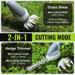 WORKPRO 3.6V Cordless Grass Shear side view with blade