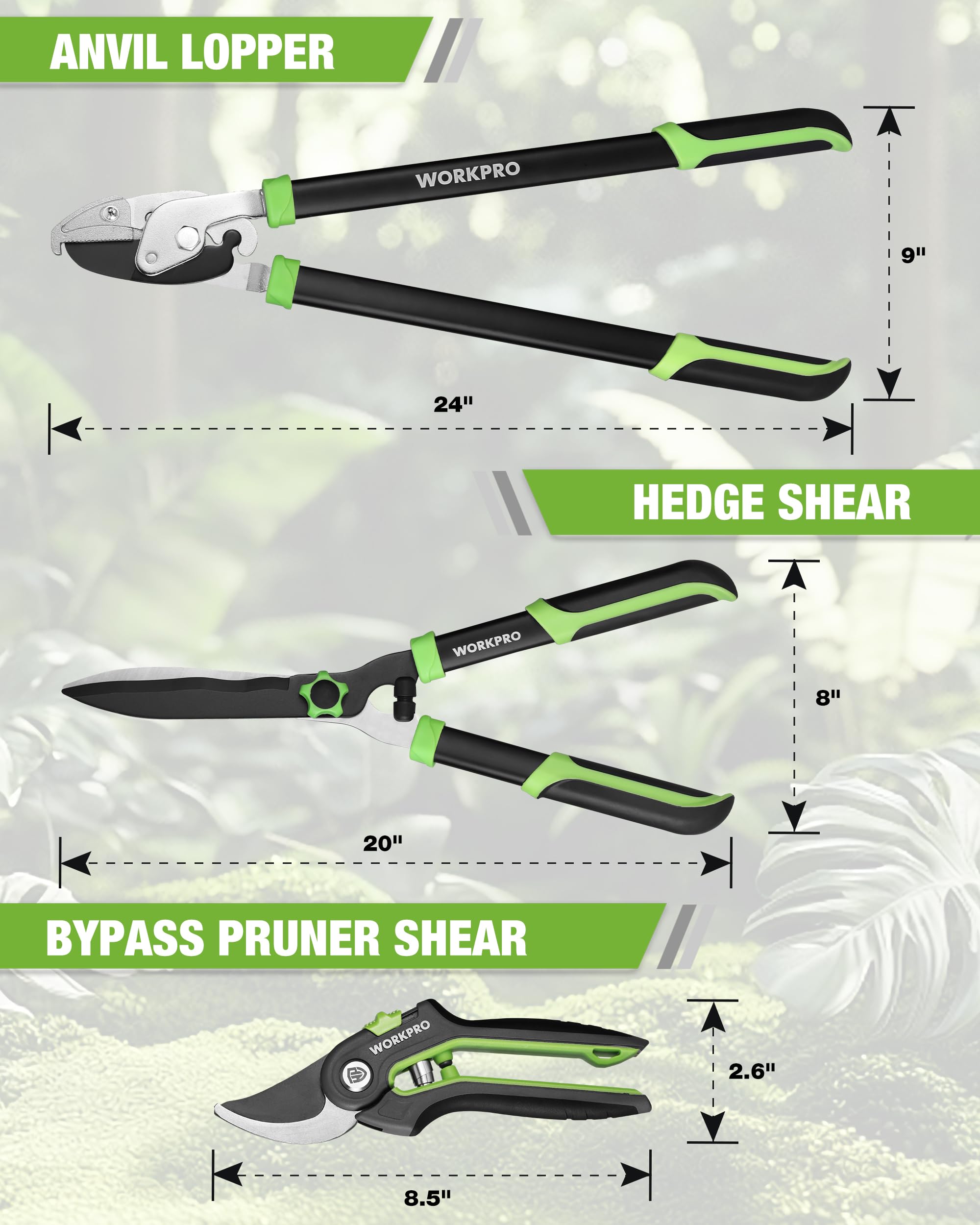 WORKPRO 3-Piece Garden Shears Set, perfect for garden maintenance